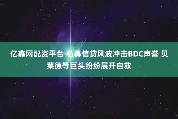 亿鑫网配资平台 私募信贷风波冲击BDC声誉 贝莱德等巨头纷纷展开自救